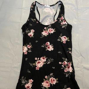 Black Floral Tank Top (Pink Flowers)